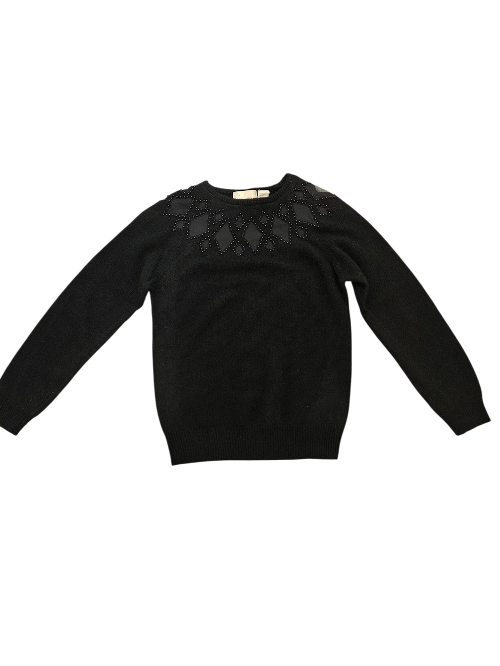 Black Wool Alpaca Business Casual Crewneck Sweater Sz P